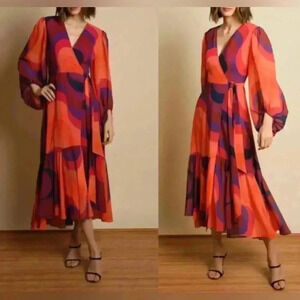 HUTCH ANTHROPOLOGIE Robyn Wrap Midi Dress Size XS can fit Small Medium